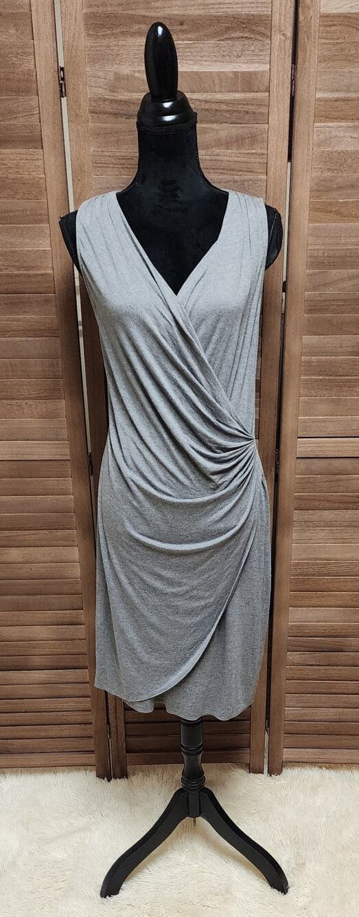 New $119 Tommy Bahama Women's Medium Heather Gray Ruched Faux Wrap Wiggle Dress